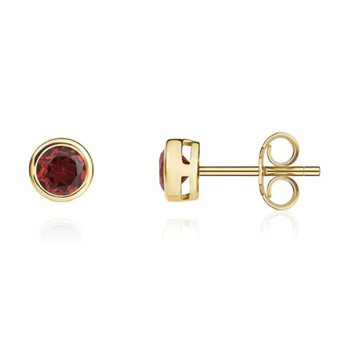 Round Garnet Stud Earrings