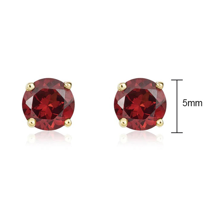 Round Garnet Stud Earrings