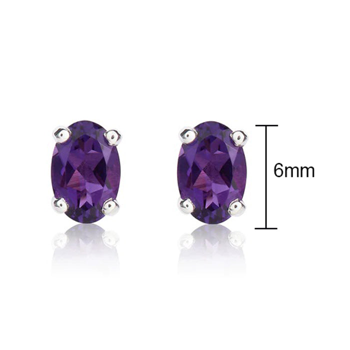 Oval Amethyst Stud Earrings