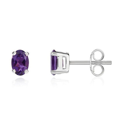 Oval Amethyst Stud Earrings