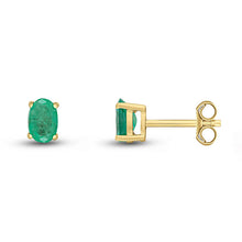 Load image into Gallery viewer, Rocks Oval Emerald Stud Earrings
