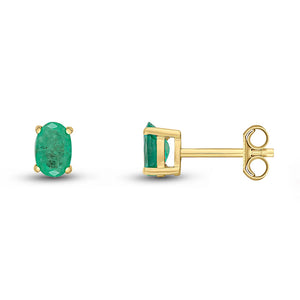 Rocks Oval Emerald Stud Earrings