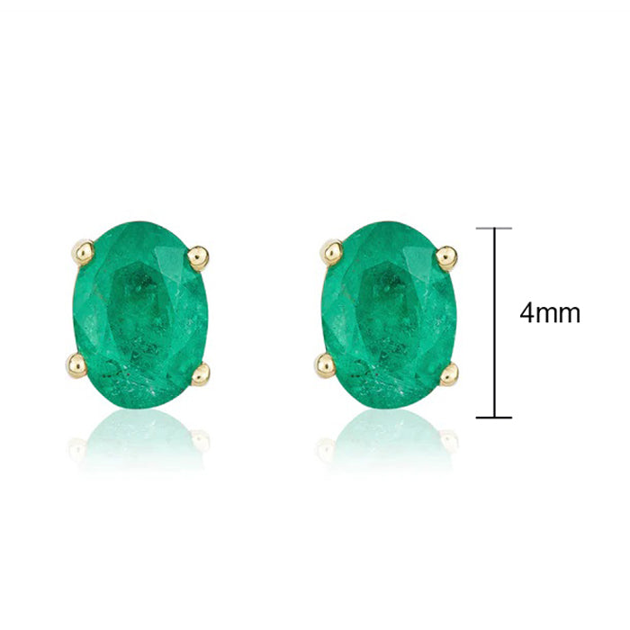 Rocks Oval Emerald Stud Earrings