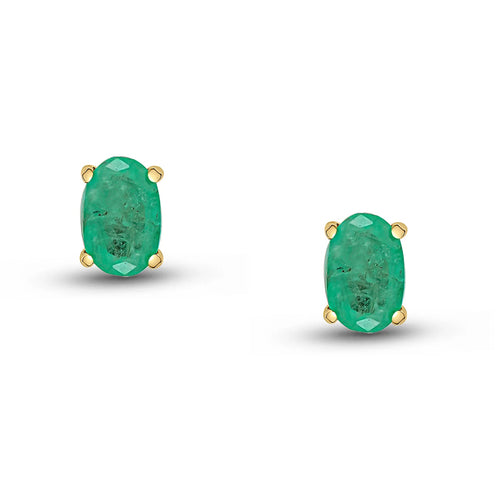 Rocks Oval Emerald Stud Earrings