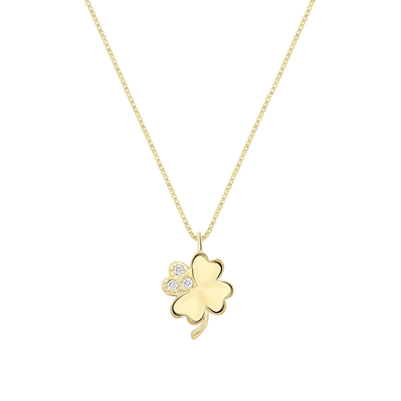 White Stone Four Leaf Clover Pendant