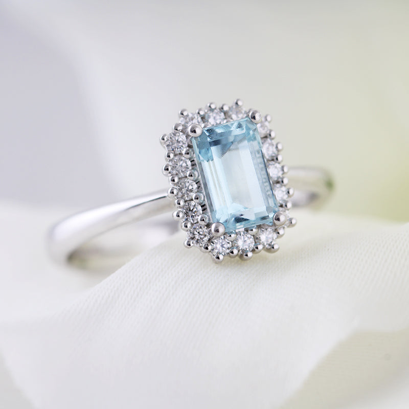 Baguette Aquamarine Cluster Ring