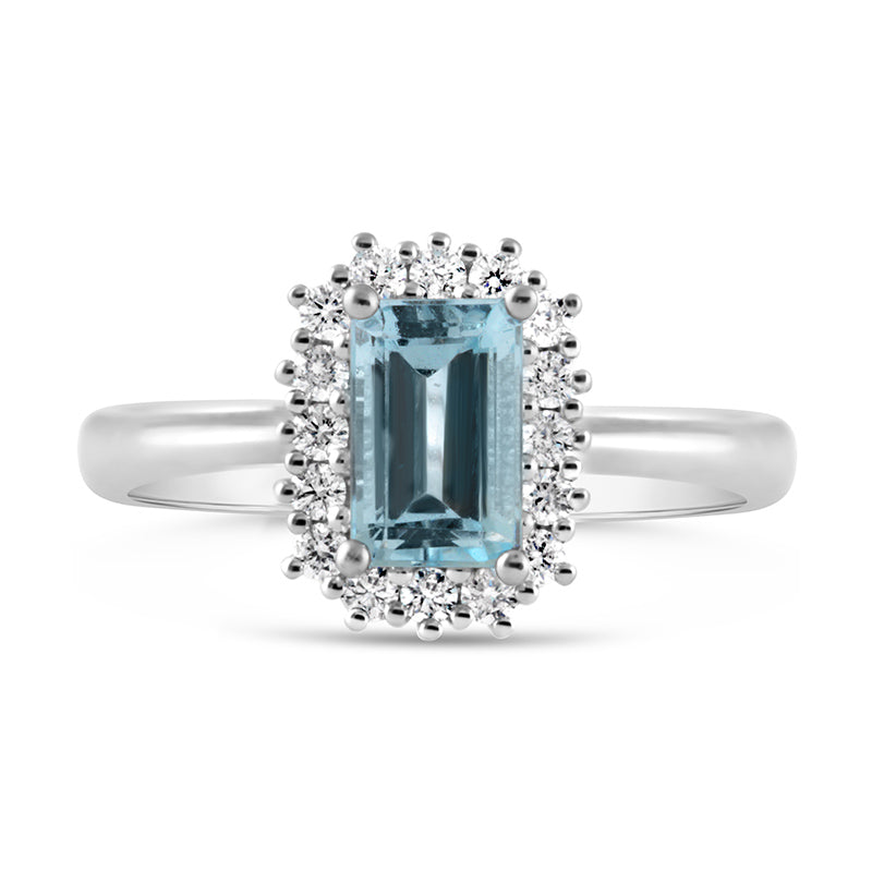 Baguette Aquamarine Cluster Ring