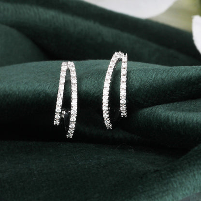 Rocks Diamond Split Hoop Earrings