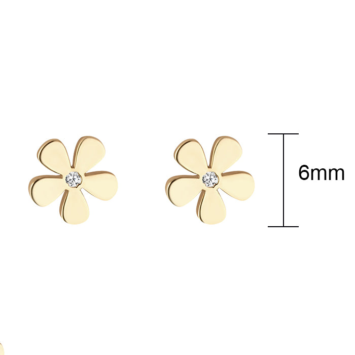 White Stone Flower Stud Earrings