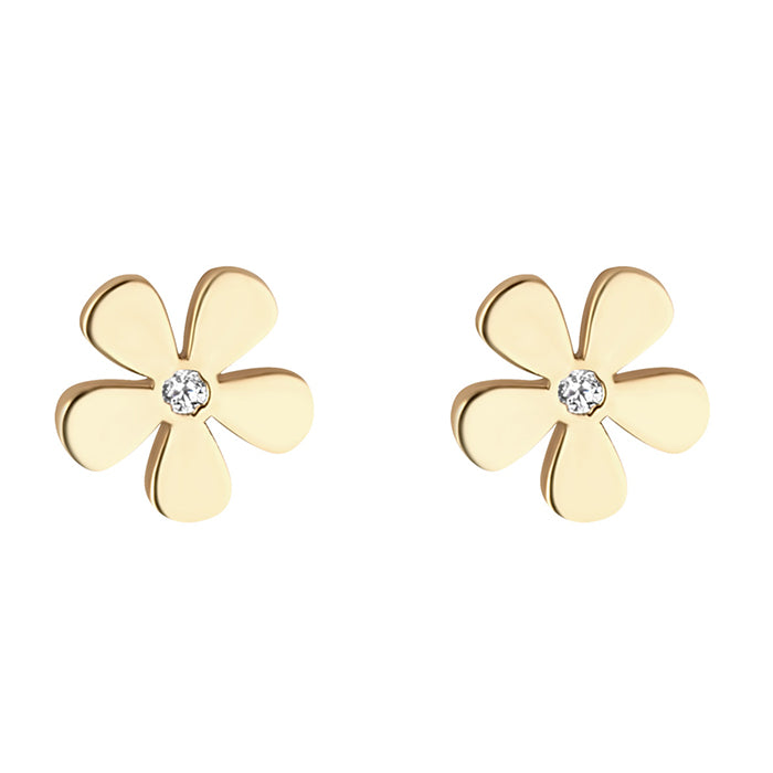 White Stone Flower Stud Earrings