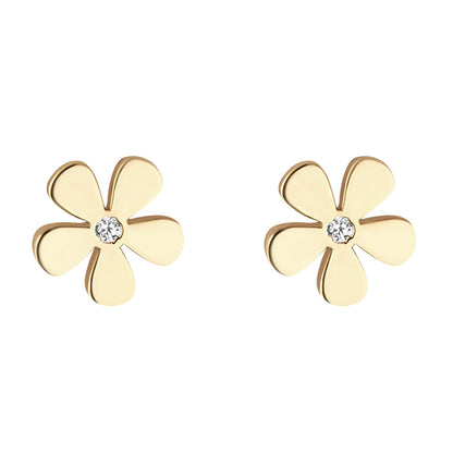 White Stone Flower Stud Earrings