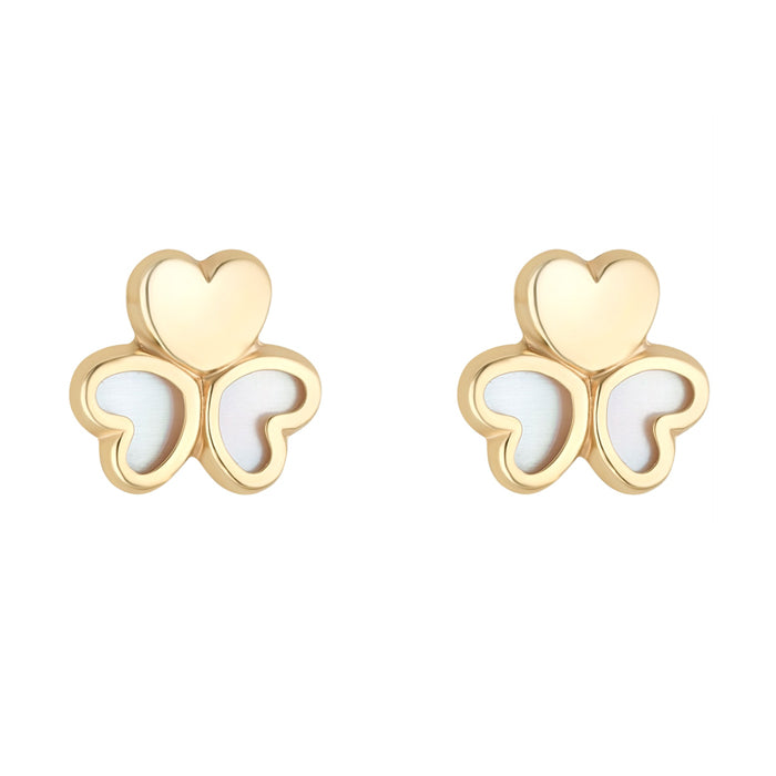 Pearl &amp; Heart Shamrock Stud Earrings