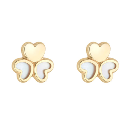 Pearl &amp; Heart Shamrock Stud Earrings