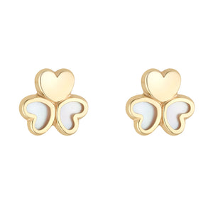 Pearl & Heart Shamrock Stud Earrings