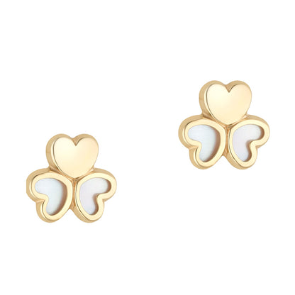 Pearl &amp; Heart Shamrock Stud Earrings