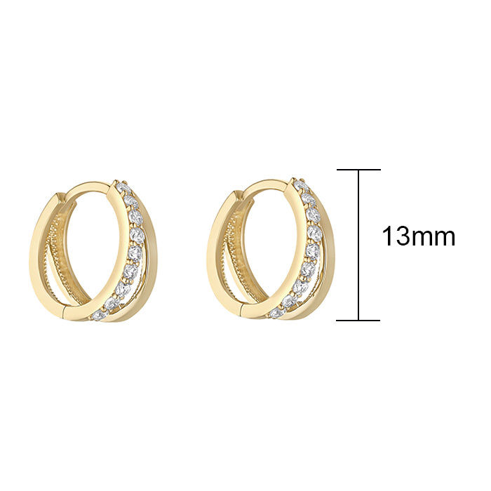 White Stone Split Hoop Earrings