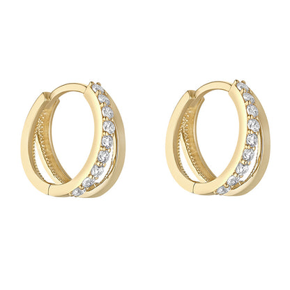 White Stone Split Hoop Earrings