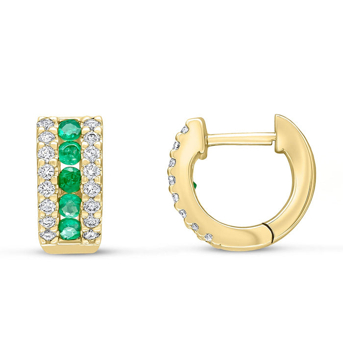 Rocks Emerald &amp; Diamond Hoop Earrings