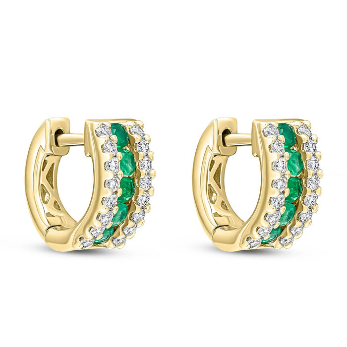 Rocks Emerald &amp; Diamond Hoop Earrings