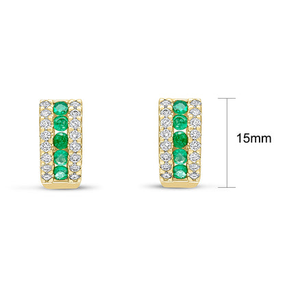 Rocks Emerald &amp; Diamond Hoop Earrings