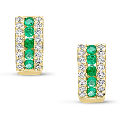 Rocks Emerald &amp; Diamond Hoop Earrings