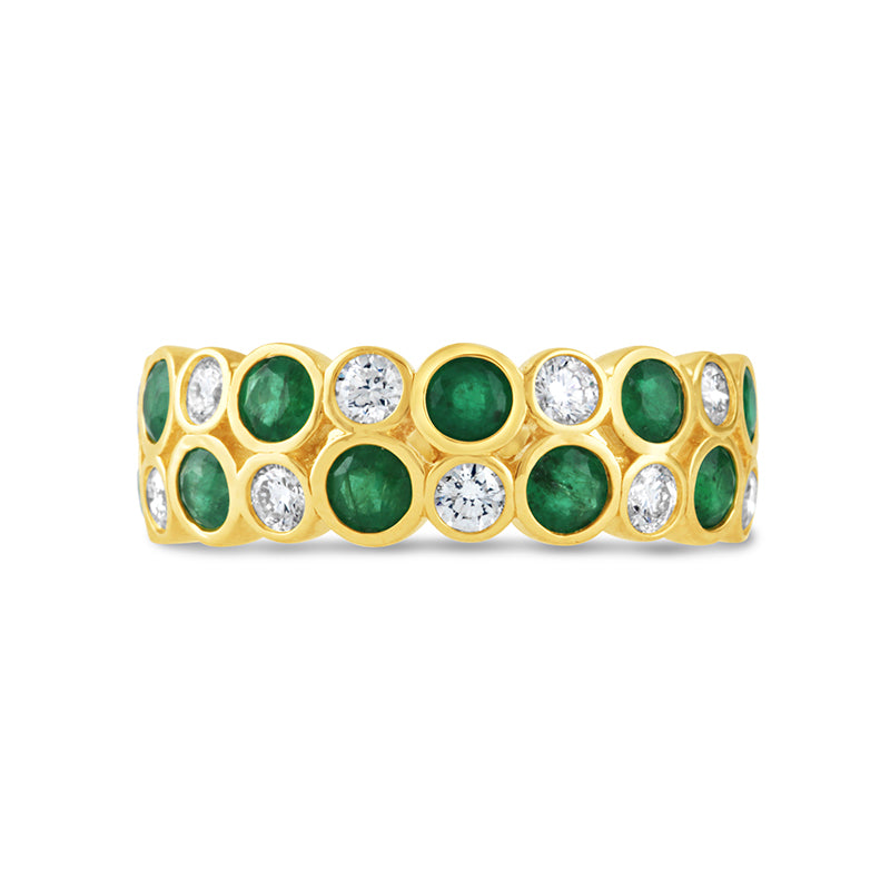 High Round Rocks Ring Round Emearald & Diamond Double Row Ring – Rocks Jewellers