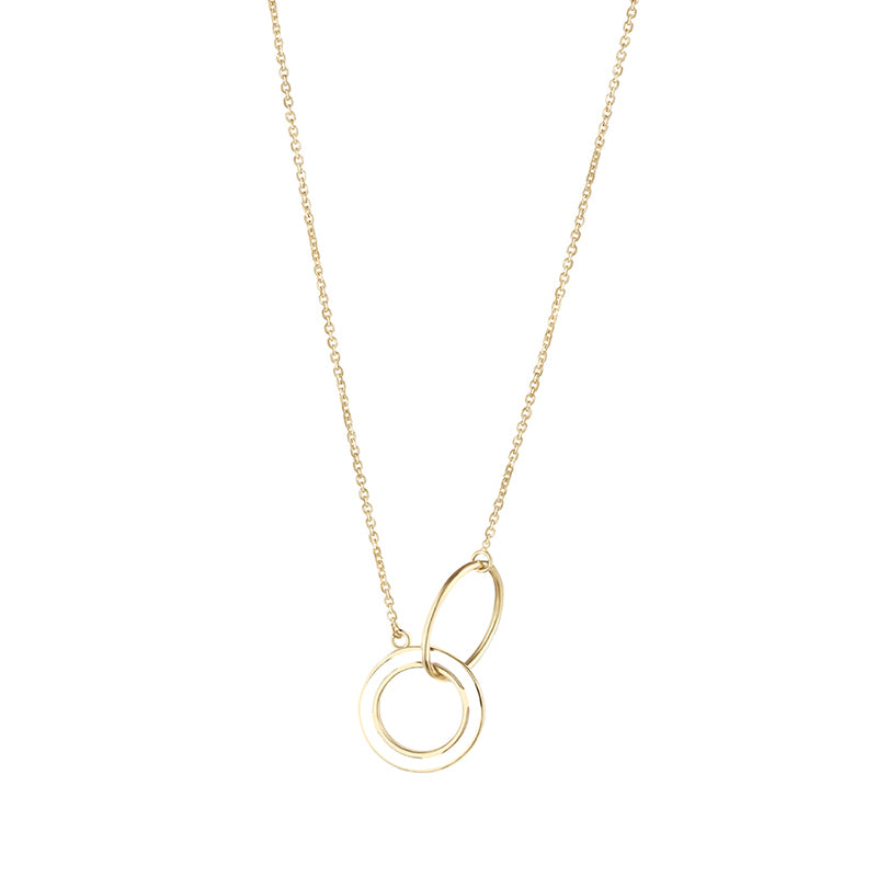 Pearl &amp; Plain Interlocking Circle Necklace