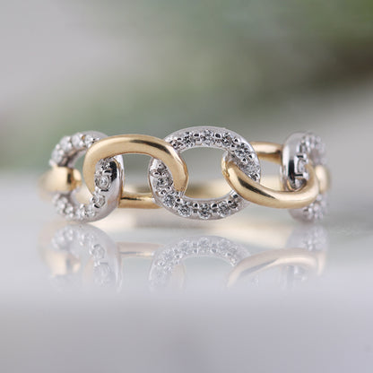 Two Tone Diamond Chain Link Ring