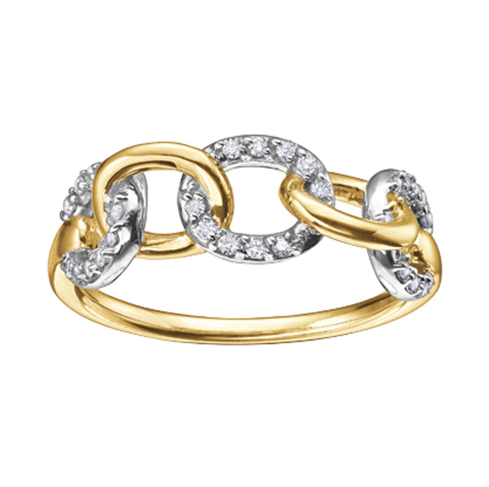 Two Tone Diamond Chain Link Ring