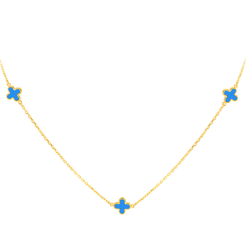 Turquoise Quatrefoil Chain Necklace