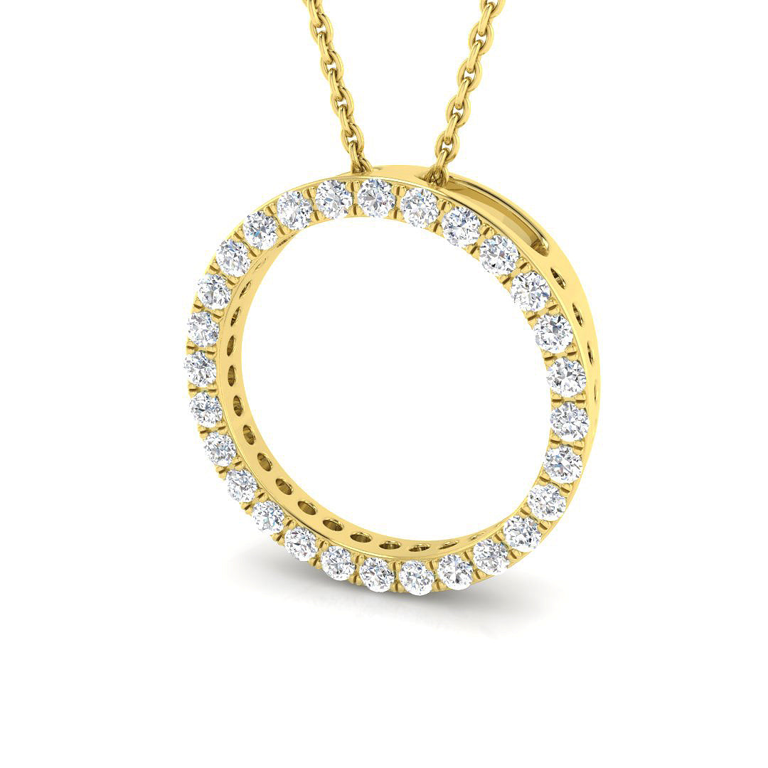 Rocks Diamond Set Circle Pendant - 0.25ct