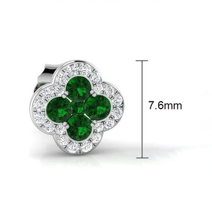 Rocks Emerald &amp; Diamond Quatrefoil Stud Earrings