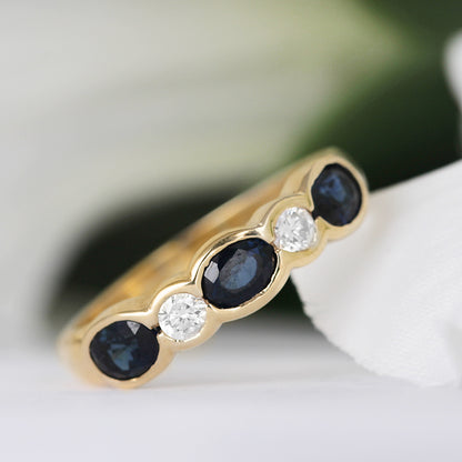 Sapphire &amp; Diamond Five Stone Ring