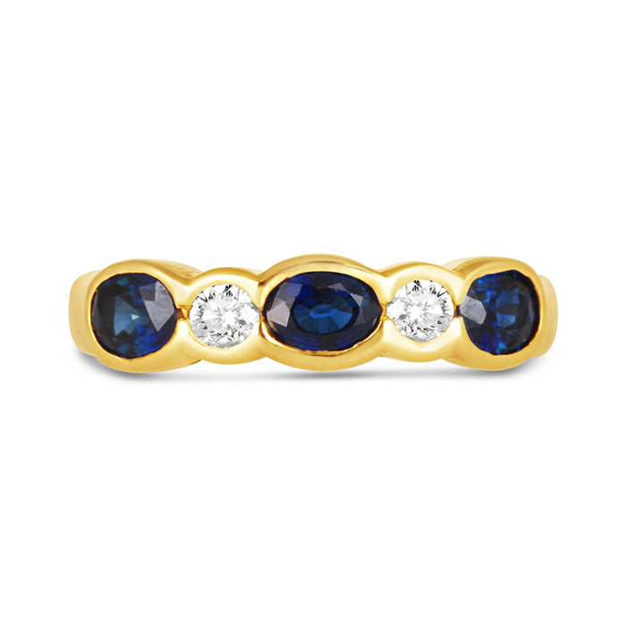 Sapphire &amp; Diamond Five Stone Ring