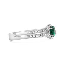 Load image into Gallery viewer, Emerald &amp; Diamond Double Banded Halo Ring