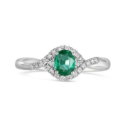 Rocks Emerald &amp; Diamond Twist Ring