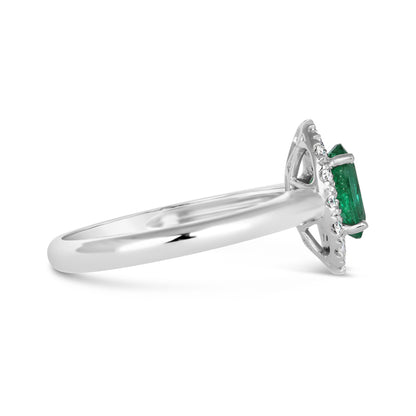 Emerald &amp; Diamond Double Halo Ring