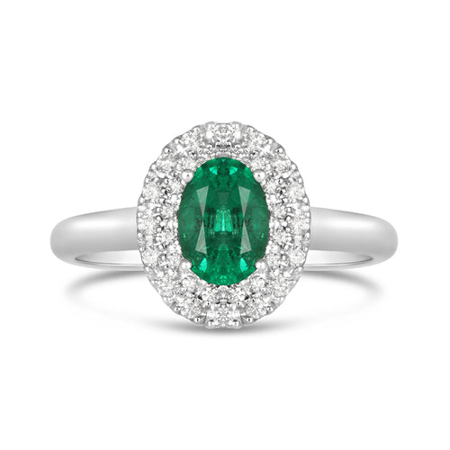 Emerald & Diamond Double Halo Ring