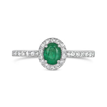 Load image into Gallery viewer, Emerald &amp; Diamond Halo Ring
