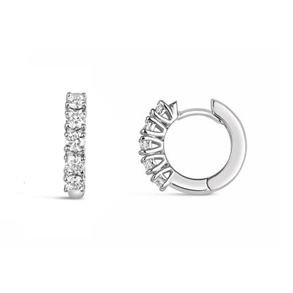 Rocks Diamond Huggie Hoop Earrings 14mm