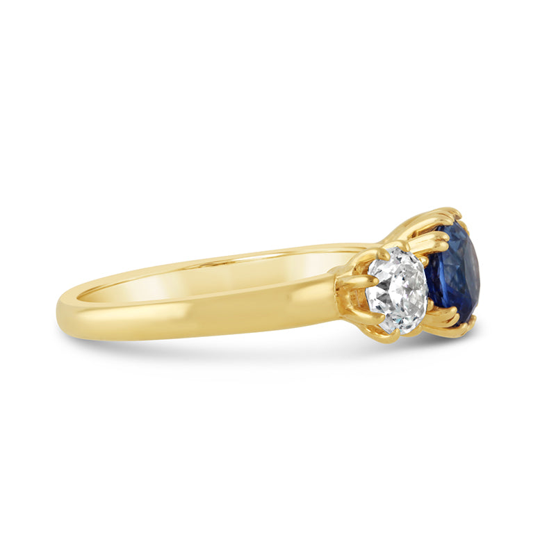 Sapphire &amp; Diamond Three Stone Ring