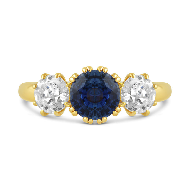 Sapphire &amp; Diamond Three Stone Ring