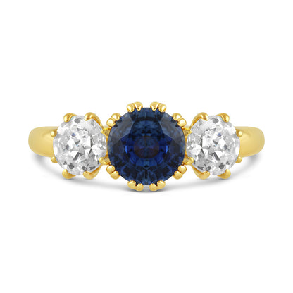 Sapphire &amp; Diamond Three Stone Ring