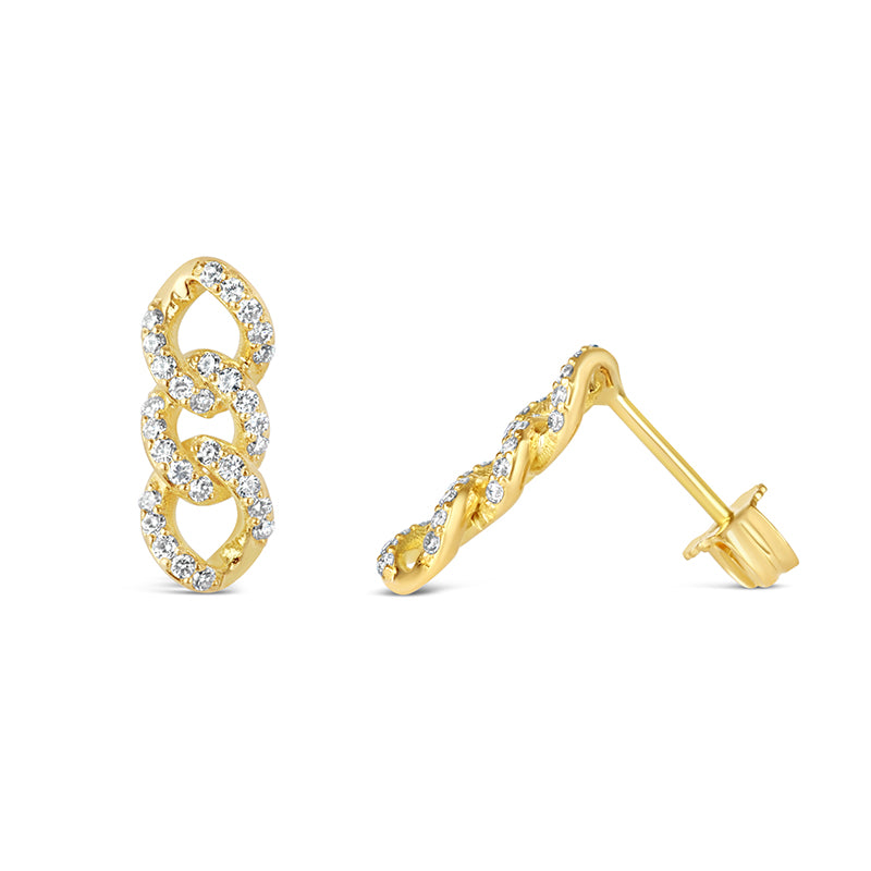 Curb Link Pave Diamond Drop Earrings