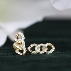 Curb Link Pave Diamond Drop Earrings