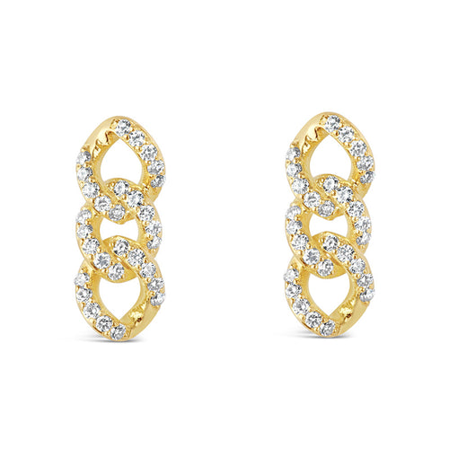 Curb Link Pave Diamond Drop Earrings