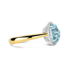 Load image into Gallery viewer, Blue Topaz &amp; Diamond Halo Ring