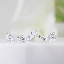 Load image into Gallery viewer, Triple Pear &amp; Round Diamond Drop Earrings