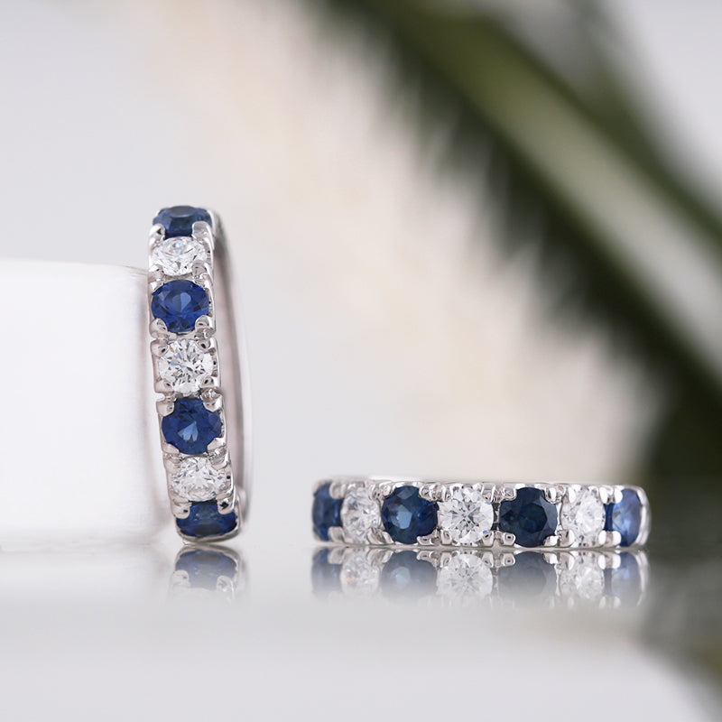 Sapphire &amp; Daimond Hoop Earrings