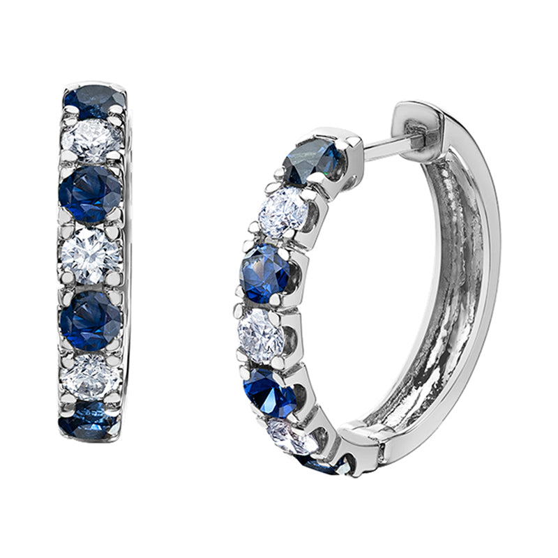 Sapphire &amp; Daimond Hoop Earrings